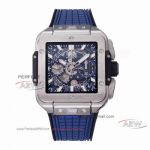 AAA Swiss Grade BBF Factory Hublot Big Bang Square Hollow Blue Face Rubber Strap Watch 